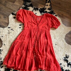 Kyla Seo Vibrant Red Puff Sleeve Dress